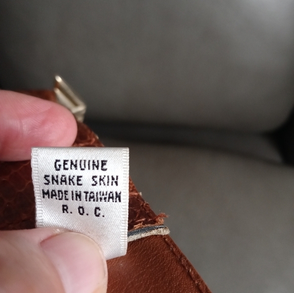 VTG Arrivanto Genuine Snakeskin brown Ladies Belt With Golden buckle/Accents M main image 6
